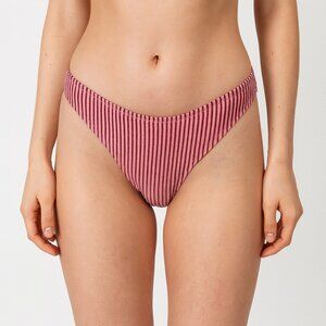 Women's Pink Black Striped Bikini Bottoms Size S NWT